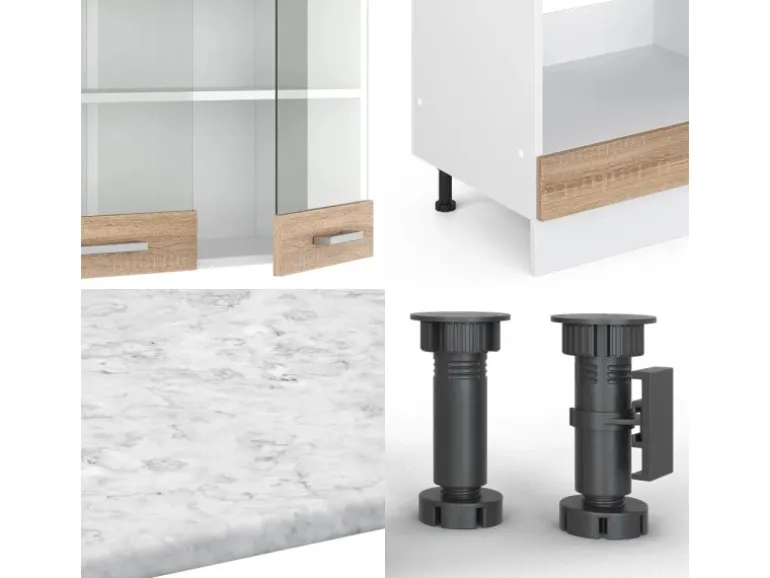 Vicco R-Line Eckküche Sonoma 227 x 287 cm ohne Arbeitsplatte ohne E-Geräte