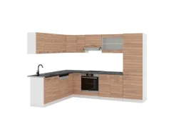Vicco R-Line Eckküche Sonoma/Weiß 227 x 287 cm AP Anthrazit ohne E-Geräte