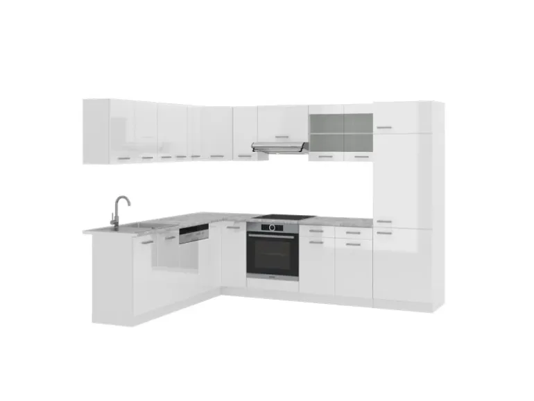 Vicco R-Line Eckküche Weiß 227 x 287 cm ohne Arbeitsplatte ohne E-Geräte