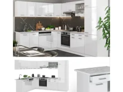 Vicco R-Line Eckküche Weiß 227 x 287 cm ohne Arbeitsplatte ohne E-Geräte