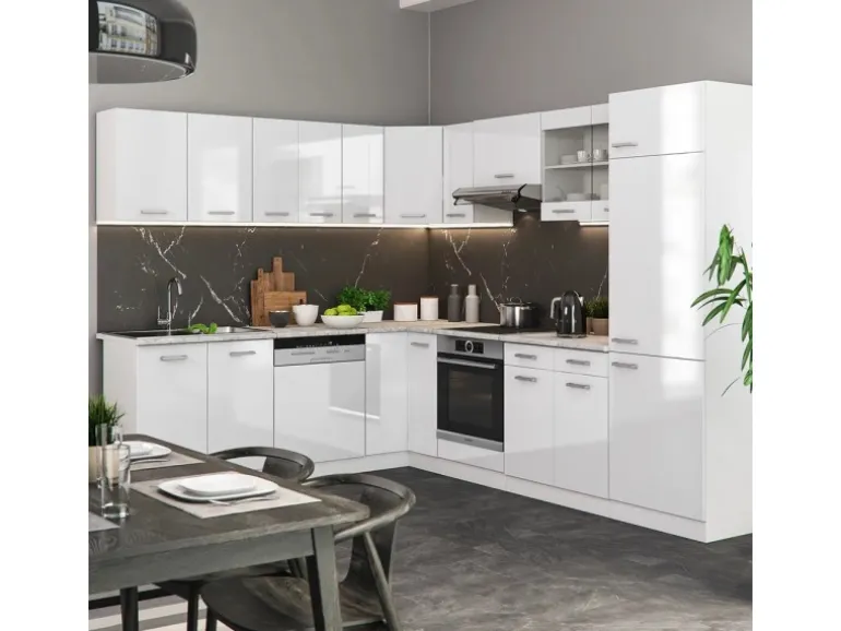 Vicco R-Line Eckküche Weiß 227 x 287 cm ohne Arbeitsplatte ohne E-Geräte