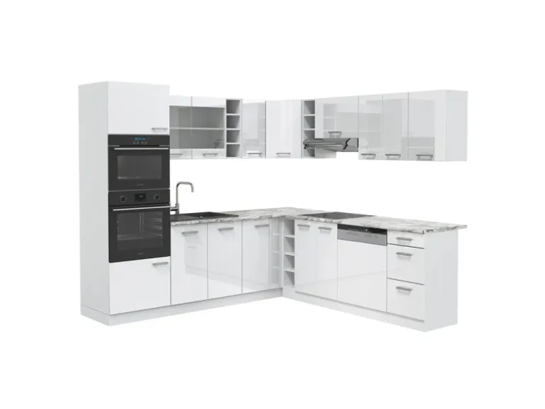 Vicco R-Line Eckküche Weiß Hochglanz/Weiß 237 x 60 cm ohne Arbeitsplatte ohne E-Geräte