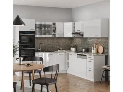 Vicco R-Line Eckküche Weiß Hochglanz/Weiß 237 x 60 cm ohne Arbeitsplatte ohne E-Geräte