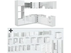 Vicco R-Line Eckküche Weiß Hochglanz/Weiß 237 x 60 cm ohne Arbeitsplatte ohne E-Geräte