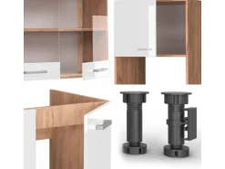 Vicco R-Line Eckküche Weiß Hochglanz/Goldkraft Eiche 237 x 60 cm ohne Arbeitsplatte ohne E-Geräte
