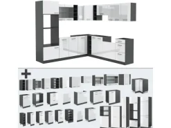 Vicco R-Line Eckküche Weiß Hochglanz/Anthrazit 237 x 60 cm ohne Arbeitsplatte ohne E-Geräte