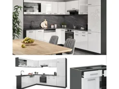 Vicco R-Line Eckküche Weiß Hochglanz/Anthrazit 227 x 287 cm ohne Arbeitsplatte ohne E-Geräte