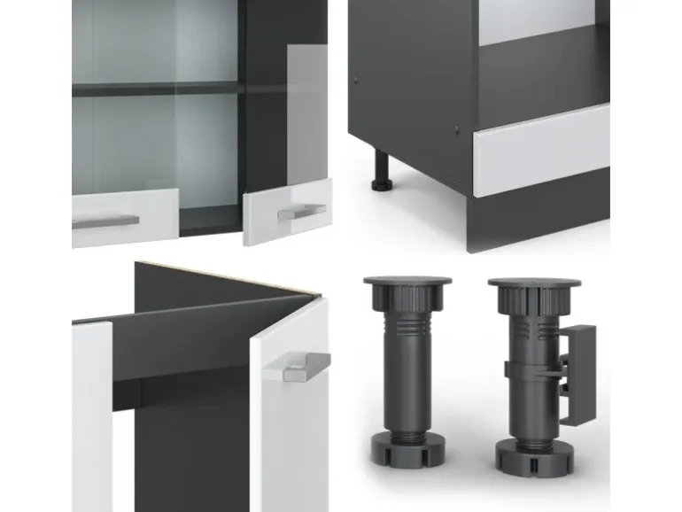 Vicco R-Line Eckküche Weiß Hochglanz/Anthrazit 227 x 287 cm ohne Arbeitsplatte ohne E-Geräte