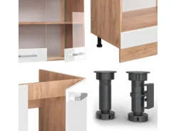 Vicco R-Line Eckküche Weiß Hochglanz/Goldkraft Eiche 227 x 287 cm AP Eiche ohne E-Geräte