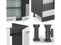 Vicco R-Line Eckküche Weiß Hochglanz/Anthrazit 227 x 287 cm AP Marmor ohne E-Geräte