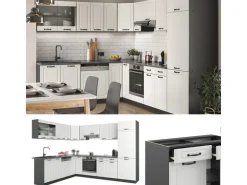 Vicco R-Line Eckküche Weiß Landhaus/Anthrazit 227 x 287 cm ohne Arbeitsplatte ohne E-Geräte