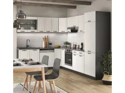 Vicco R-Line Eckküche Weiß Landhaus/Anthrazit 227 x 287 cm ohne Arbeitsplatte ohne E-Geräte