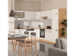 Vicco R-Line Eckküche Weiß Landhaus/Goldkraft Eiche 227 x 287 cm AP Marmor ohne E-Geräte