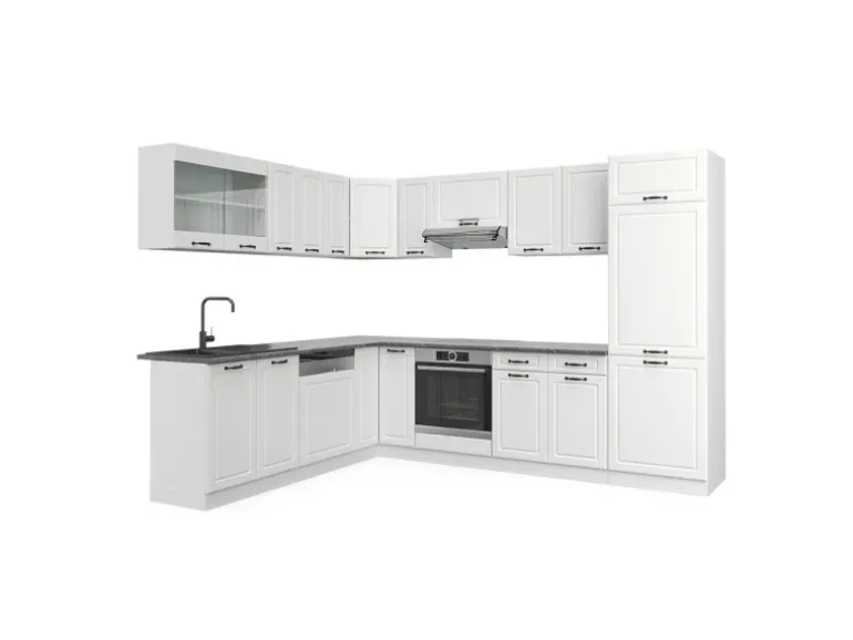 Vicco R-Line Eckküche Weiß Landhaus/Weiß 227 x 287 cm AP Anthrazit ohne E-Geräte