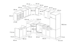 Vicco R-Line Eckküche Weiß Landhaus/Goldkraft Eiche 227 x 287 cm ohne Arbeitsplatte ohne E-Geräte