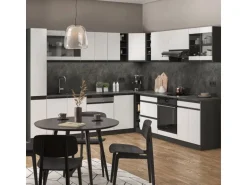 Vicco R-Line Eckküche Weiß/Anthrazit 257 x 277 cm J-ShapeAP Marmor ohne E-Geräte