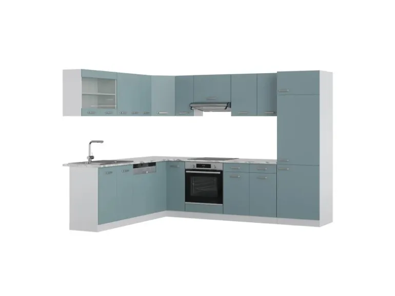 Vicco R-Line Einbauküche Blau-Grau 227 x 287 cm ohne Arbeitsplatte ohne E-Geräte