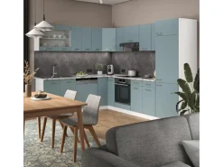 Vicco R-Line Einbauküche Blau-Grau 227 x 287 cm ohne Arbeitsplatte ohne E-Geräte