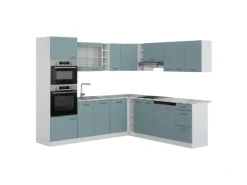 Vicco R-Line Einbauküche Blau-Grau/Weiß 237 x 60 cm ohne Arbeitsplatte ohne E-Geräte