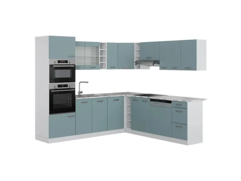 Vicco R-Line Einbauküche Blau-Grau/Weiß 237 x 60 cm ohne Arbeitsplatte ohne E-Geräte