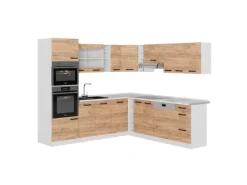 Vicco R-Line Einbauküche in L-Form Goldkraft Eiche/Weiß 237 x 247 cm ohne Arbeitsplatte ohne E-Geräte