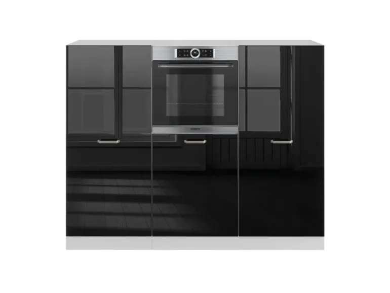 Vicco R-Line Einbauküche Schwarz Hochglanz/Weiß 180 cm ohne Arbeitsplatte ohne E-Geräte