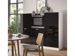 Vicco R-Line Einbauküche Schwarz Hochglanz/Weiß 180 cm ohne Arbeitsplatte ohne E-Geräte