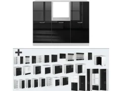 Vicco R-Line Einbauküche Schwarz Hochglanz/Weiß 180 cm ohne Arbeitsplatte ohne E-Geräte