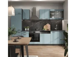 Vicco R-Line Küche Blau-Grau/Anthrazit 300 cm ohne Arbeitsplatte ohne E-Geräte
