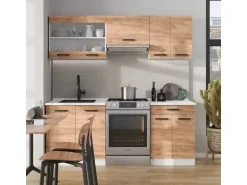 Vicco R-Line Küche Goldkraft Eiche/Weiß 200 cm ohne Arbeitsplatte ohne E-Geräte