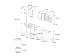 Vicco R-Line Küche Schwarz Hochglanz/Weiß 300 cm AP Anthrazit ohne E-Geräte