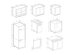 Vicco R-Line Küche Sonoma 300 cm AP Marmor ohne E-Geräte