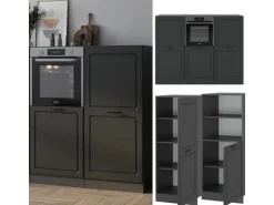 Vicco R-Line Küchenblock Anthrazit Landhaus/Anthrazit 180 cm ohne Arbeitsplatte ohne E-Geräte