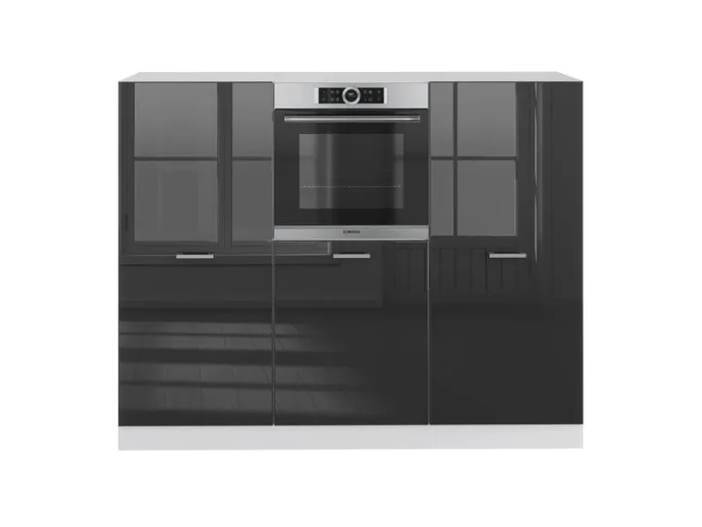 Vicco R-Line Küchenblock Anthrazit Hochglanz/Weiß 180 cm ohne Arbeitsplatte ohne E-Geräte