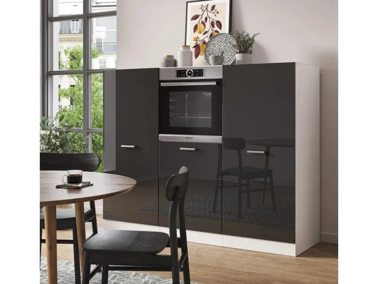 Vicco R-Line Küchenblock Anthrazit Hochglanz/Weiß 180 cm ohne Arbeitsplatte ohne E-Geräte