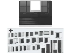 Vicco R-Line Küchenblock Anthrazit Hochglanz/Weiß 180 cm ohne Arbeitsplatte ohne E-Geräte