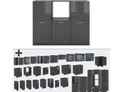 Vicco R-Line Küchenblock Anthrazit Hochglanz/Anthrazit 180 cm ohne Arbeitsplatte ohne E-Geräte