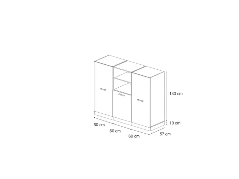 Vicco R-Line Küchenblock Artisan Eiche/Anthrazit 180 cm ohne Arbeitsplatte ohne E-Geräte