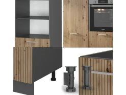Vicco R-Line Küchenblock Artisan Eiche/Anthrazit 180 cm ohne Arbeitsplatte ohne E-Geräte