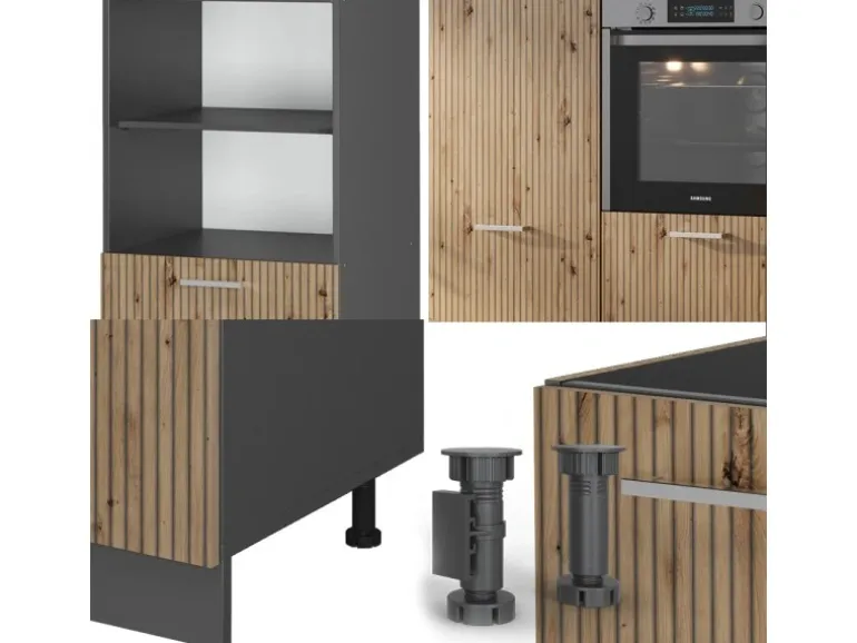 Vicco R-Line Küchenblock Artisan Eiche/Anthrazit 180 cm ohne Arbeitsplatte ohne E-Geräte