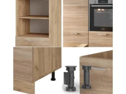 Vicco R-Line Küchenblock Sonoma/Goldkraft Eiche 180 cm ohne Arbeitsplatte ohne E-Geräte