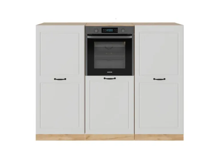 Vicco R-Line Küchenblock Weiß Landhaus/Goldkraft Eiche 180 cm ohne Arbeitsplatte ohne E-Geräte
