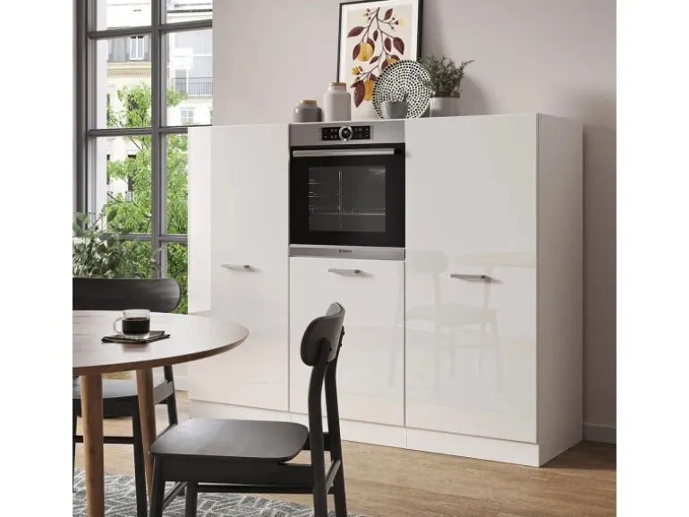 Vicco R-Line Küchenblock Weiß Hochglanz/Weiß 180 cm ohne Arbeitsplatte ohne E-Geräte