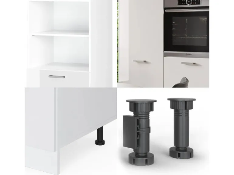 Vicco R-Line Küchenblock Weiß Hochglanz/Weiß 180 cm ohne Arbeitsplatte ohne E-Geräte