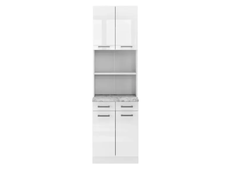 Vicco R-Line Küchenblock Weiß Hochglanz 60 cm AP Marmor ohne E-Geräte