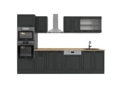 Vicco R-Line Küchenzeile Anthrazit Landhaus/Anthrazit 300 cm mit Hochschrankohne Arbeitsplatte ohne E-Geräte