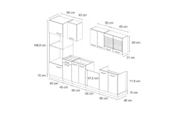 Vicco R-Line Küchenzeile Anthrazit Landhaus/Anthrazit 300 cm mit Hochschrankohne Arbeitsplatte ohne E-Geräte
