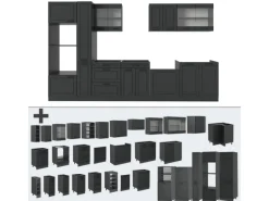 Vicco R-Line Küchenzeile Anthrazit Landhaus/Anthrazit 350 cm AP Anthrazit ohne E-Geräte