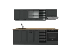 Vicco R-Line Küchenzeile Anthrazit Landhaus/Anthrazit 240 cm AP Eiche ohne E-Geräte
