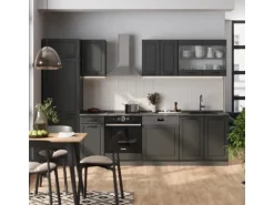 Vicco R-Line Küchenzeile Anthrazit Landhaus/Anthrazit 300 cm AP Anthrazit ohne E-Geräte